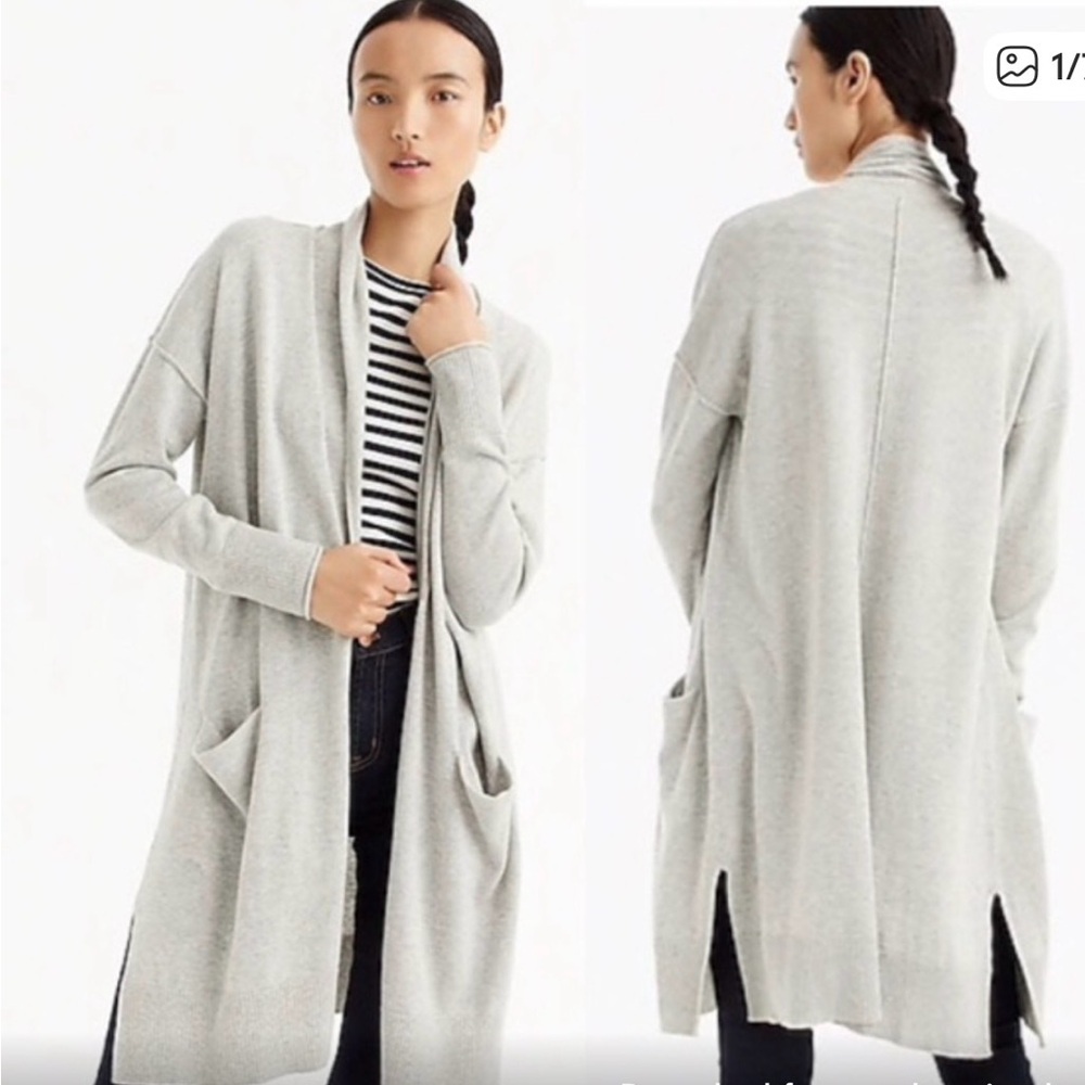 J. Crew Light Gray Open Cardigan / Duster XS